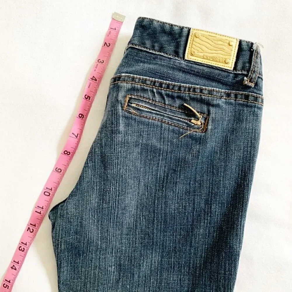 Express Stella Skinny Jeans Dark Wash Zipper Pocket Detail Women Size 2